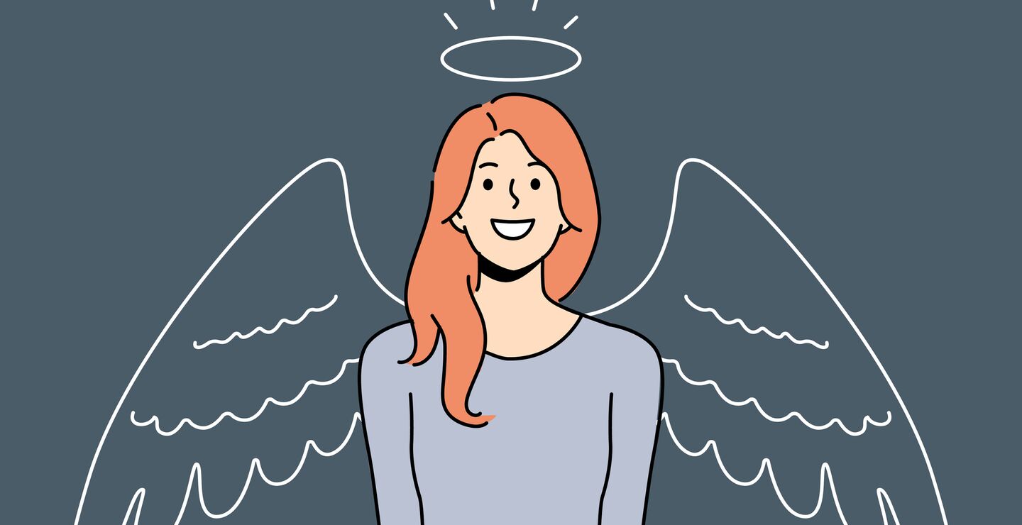 Illustration of smiling woman with halo