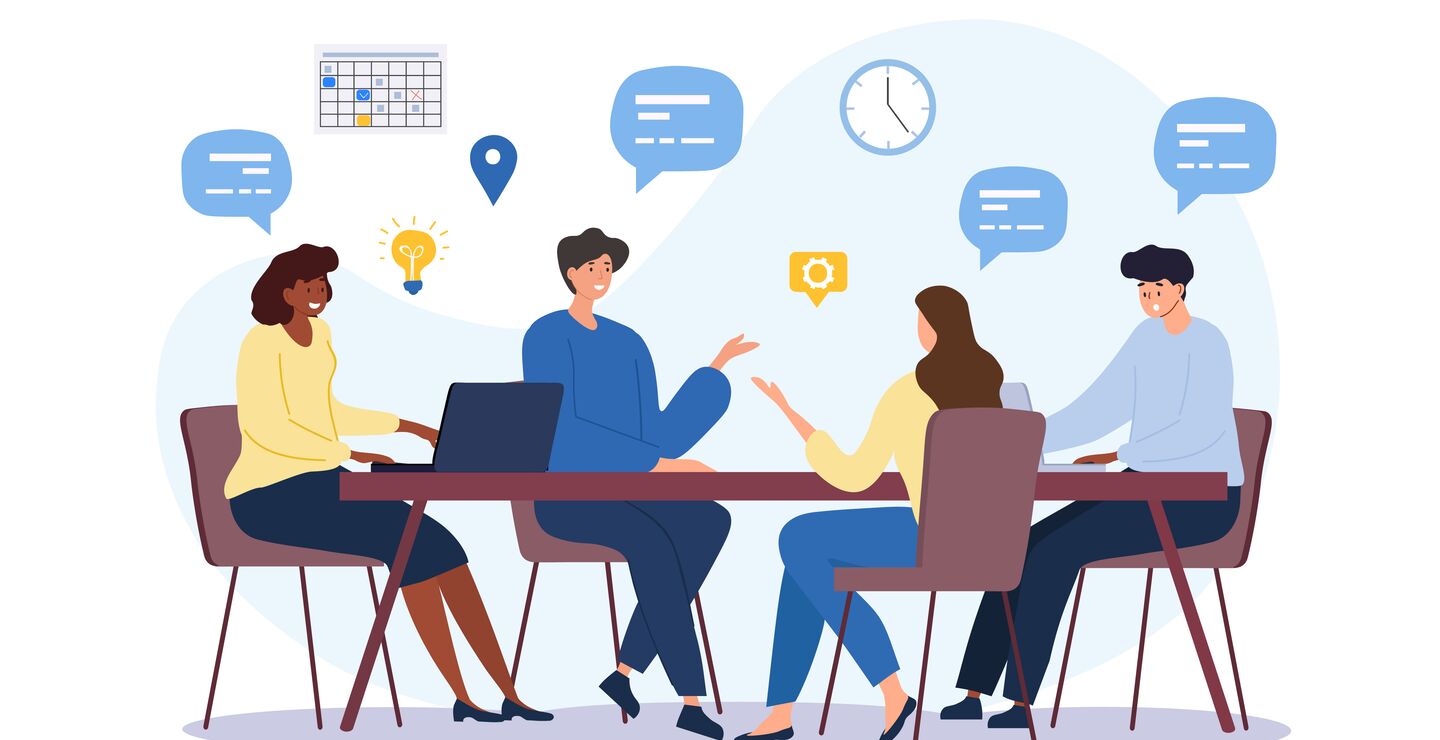 Illustrasjon av studenter i gruppearbeid