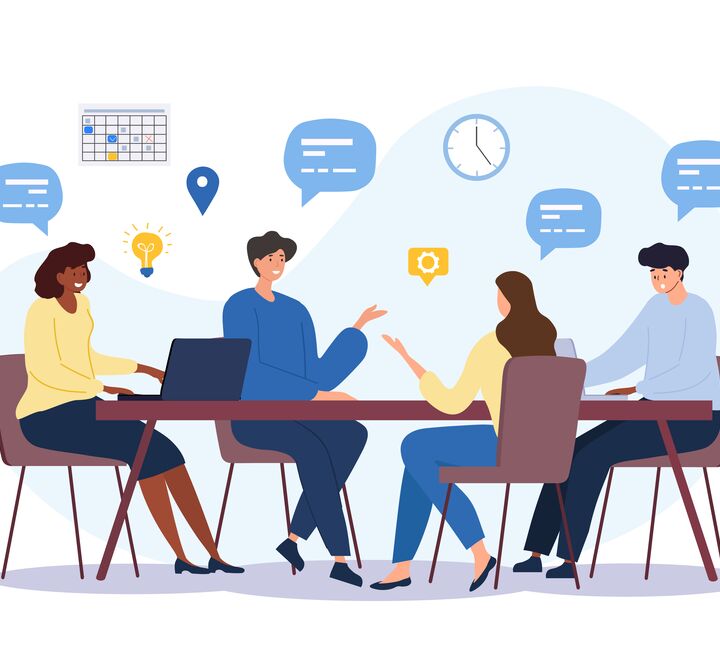 Illustrasjon av studenter i gruppearbeid