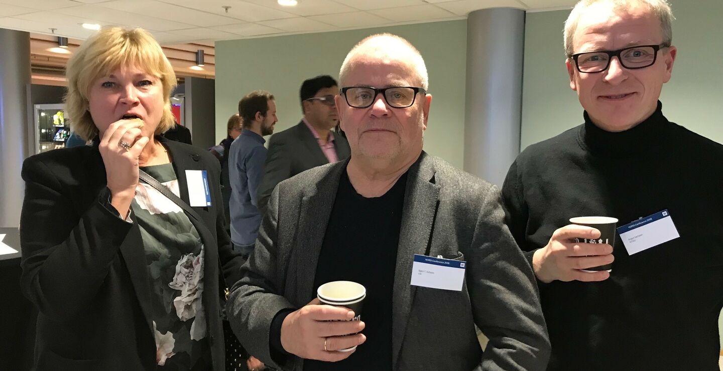 &Aring;sa L. Dahlstrand, Bj&oslash;rn T. Asheim og Roger S&oslash;rheim p&aring; NORSIs &aring;rlige konferanse arrangert hos BI Campus Nydalen