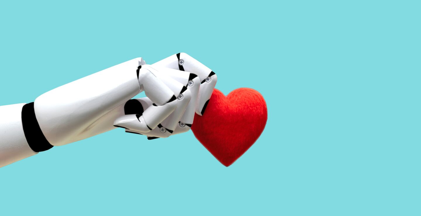 Robot-arm holder i et hjerte