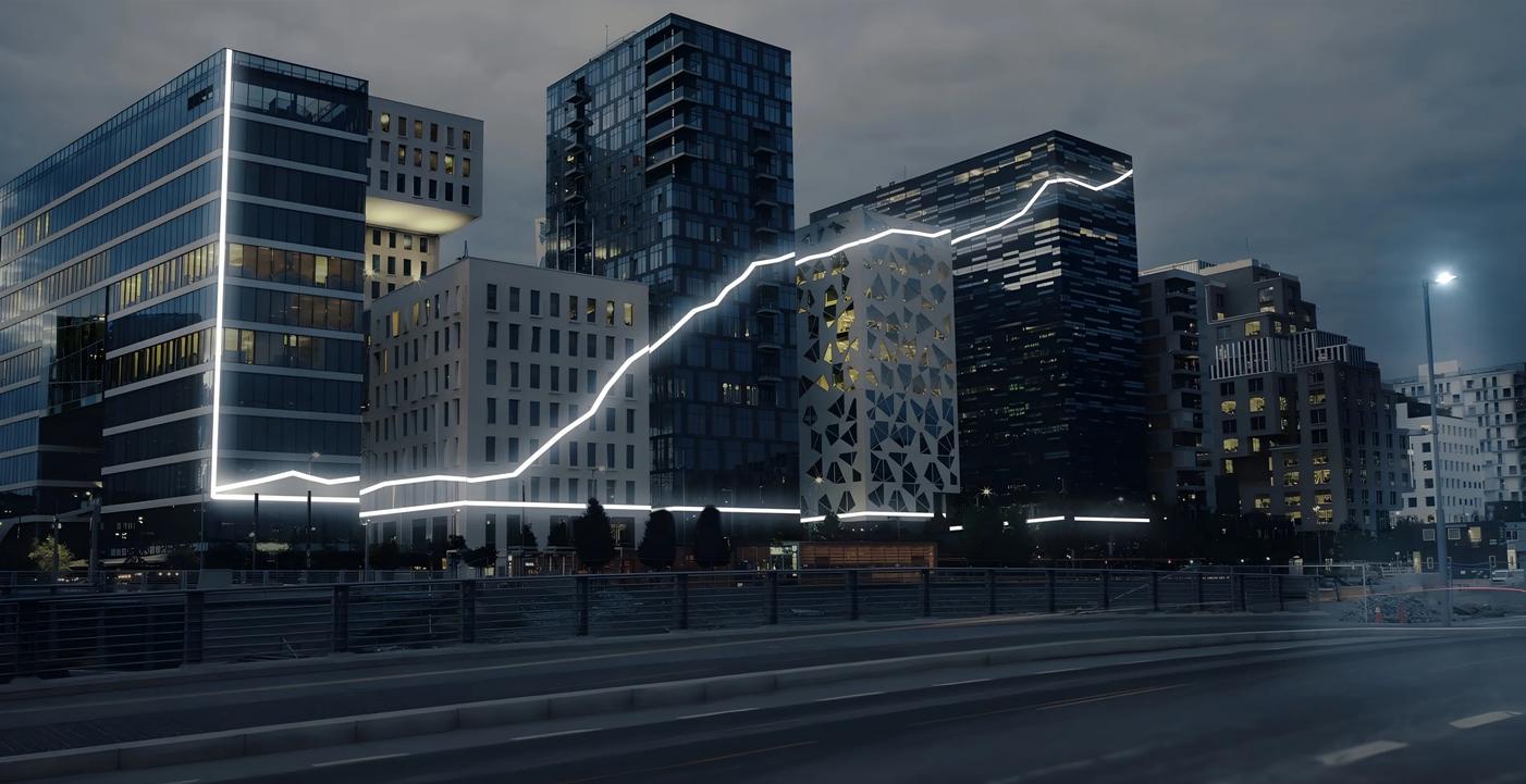 Graph on buildings in Bjørvika, Oslo