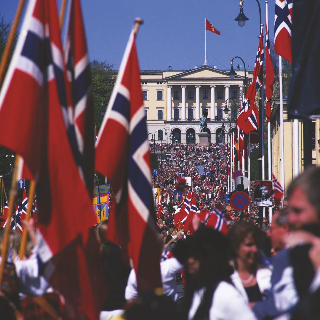 Train of people celebrating during the national day, may 17.