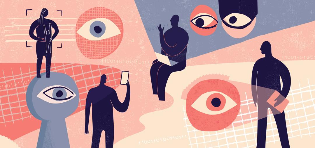 Graphic illustration of surveillance and privacy