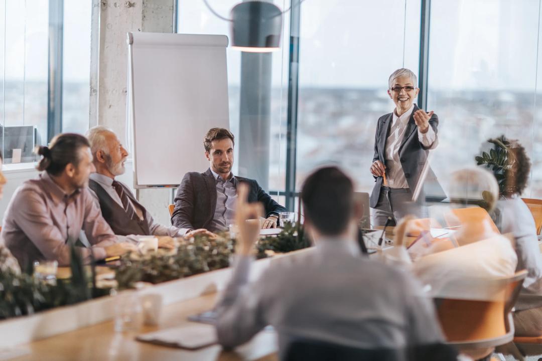 Woman leading a meeting