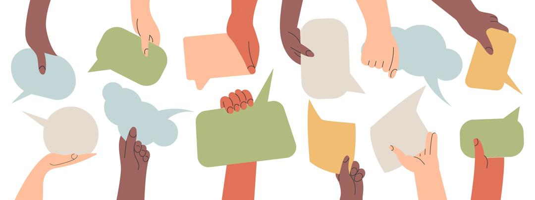 Illustration of different people with different opinions