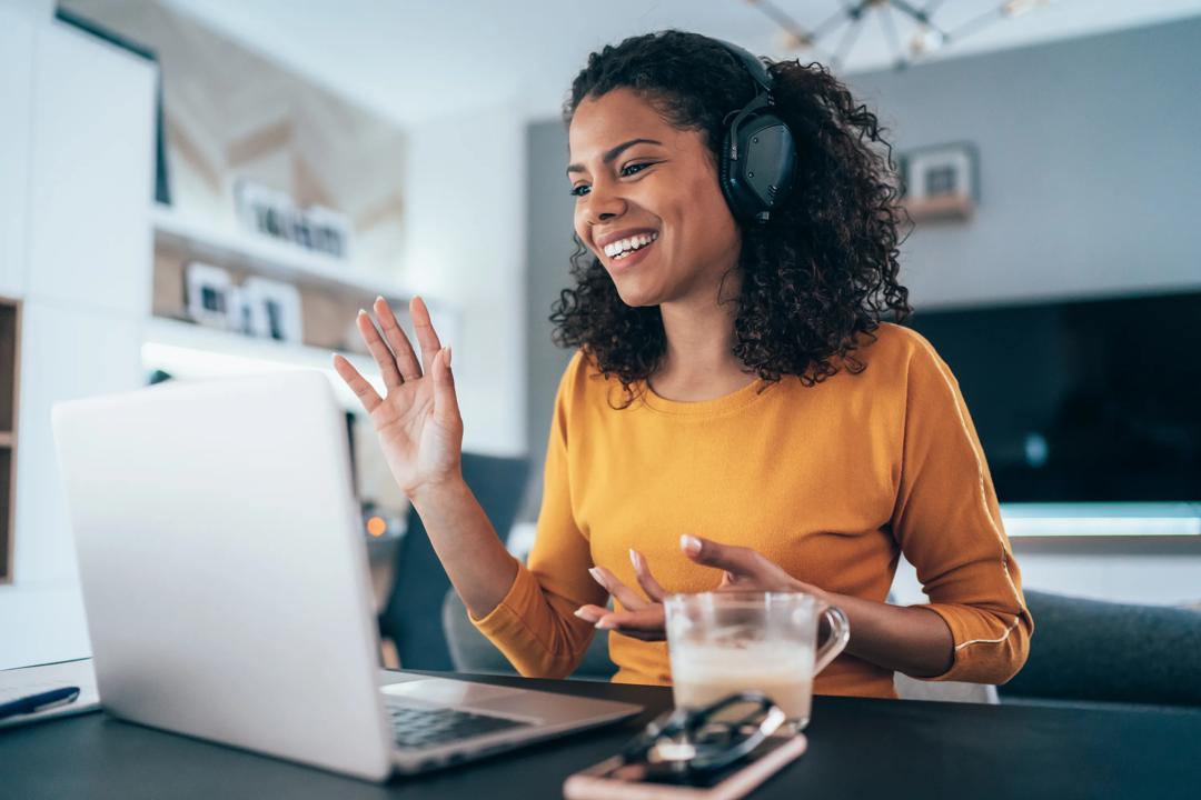 Image of woman working online