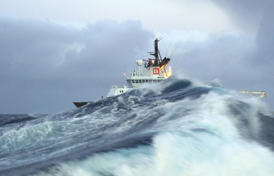 A boat out in the ocean