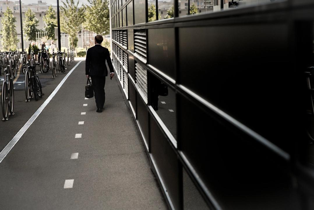 Man walking on pavement