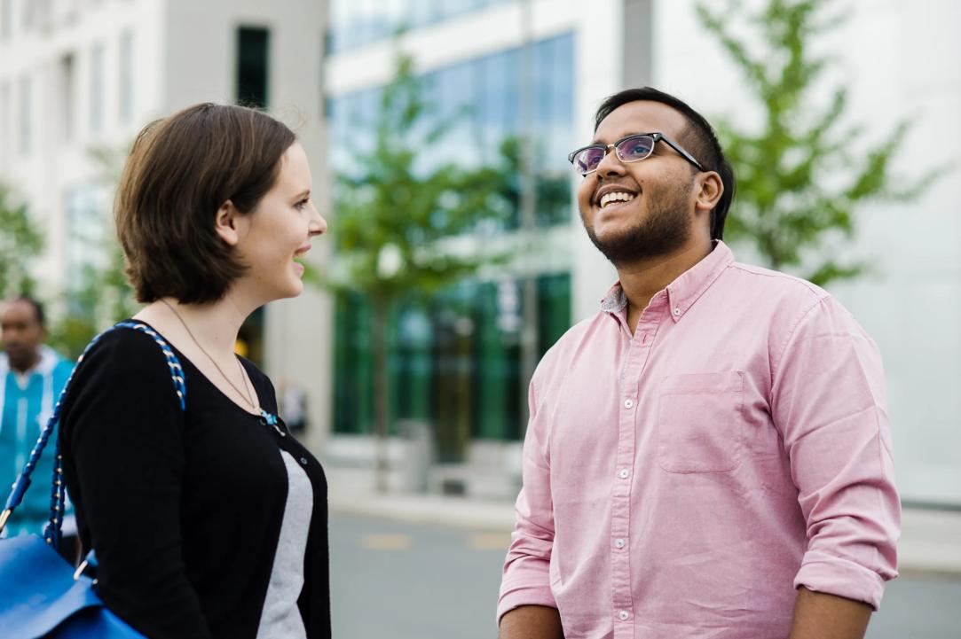 Man and a woman talking