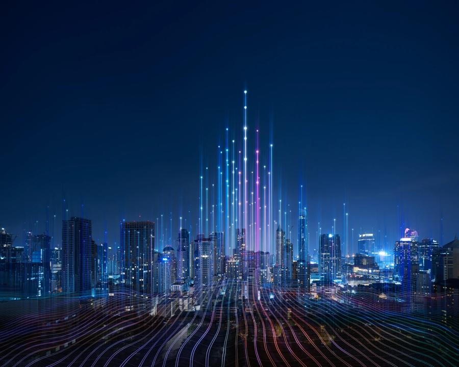 Illustration of a smart and digital city