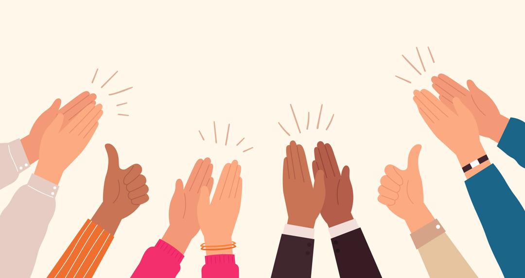 Employees applauding good work