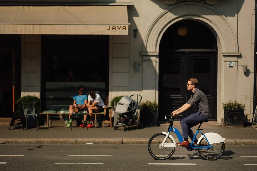 A man on a city bike