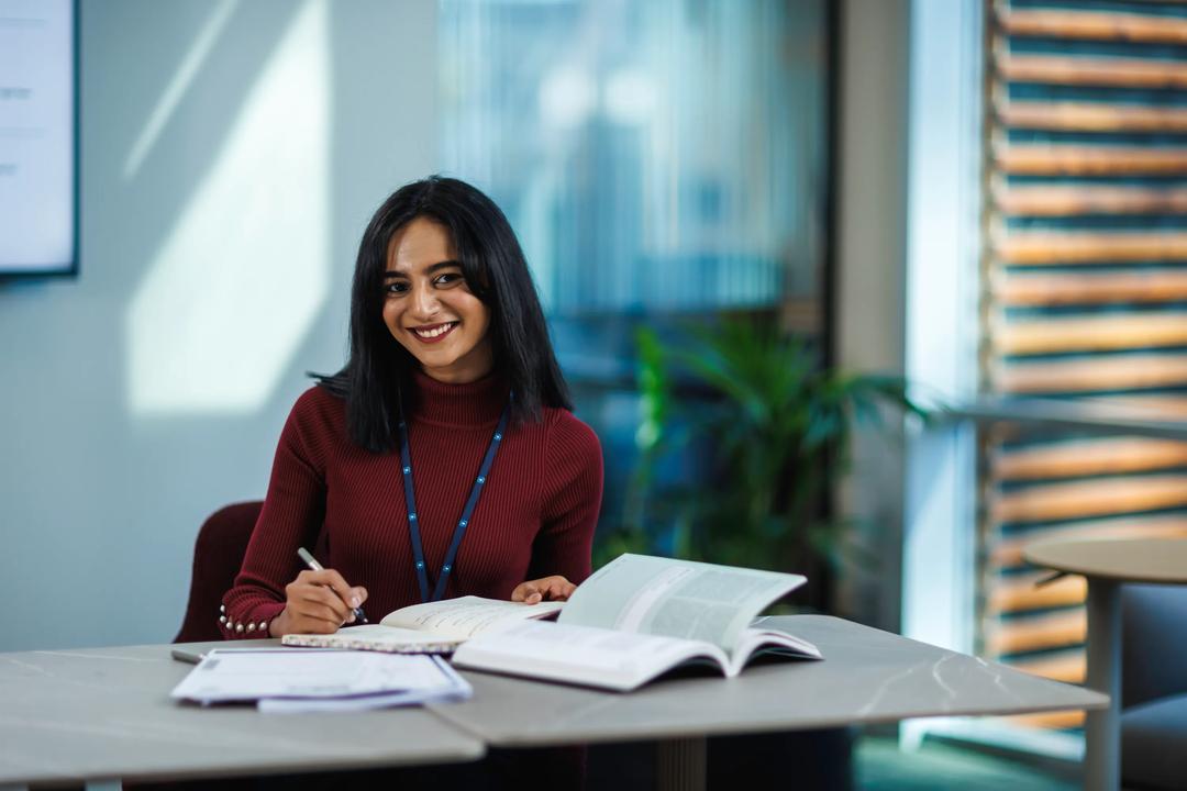 Smiling female student