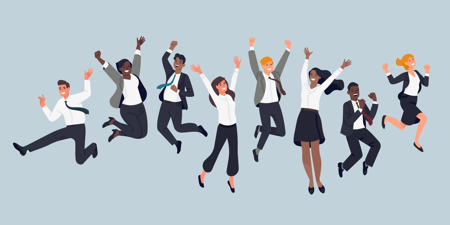 Illustration of cheerfull office workers