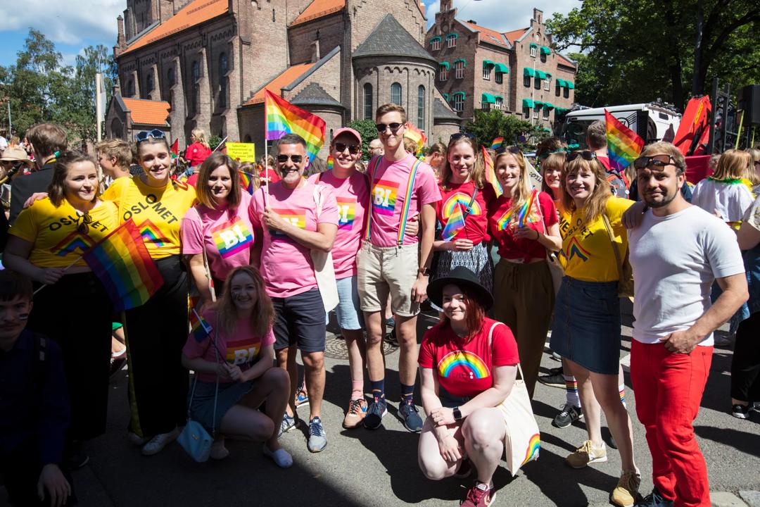 Happy people participating in Oslo Pride parade