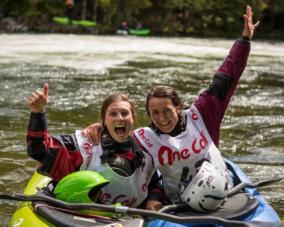 Two girls kayaking 