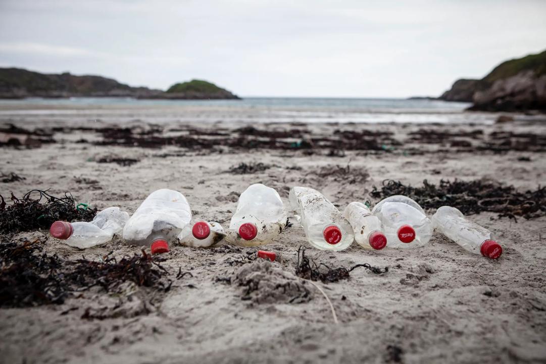Plastic bottles on the beach
