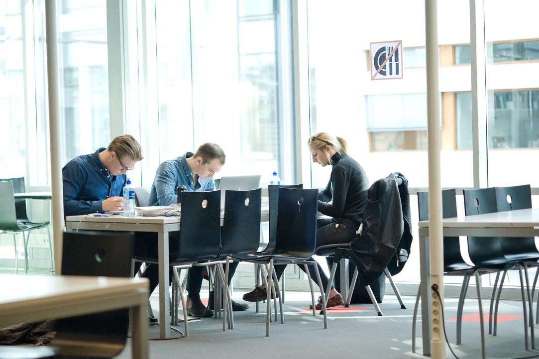 Students reading in library