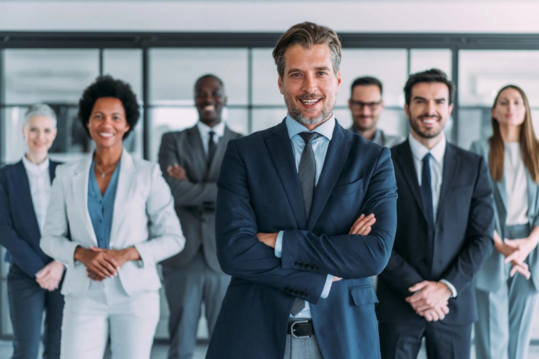 Man standing in front of a group of people