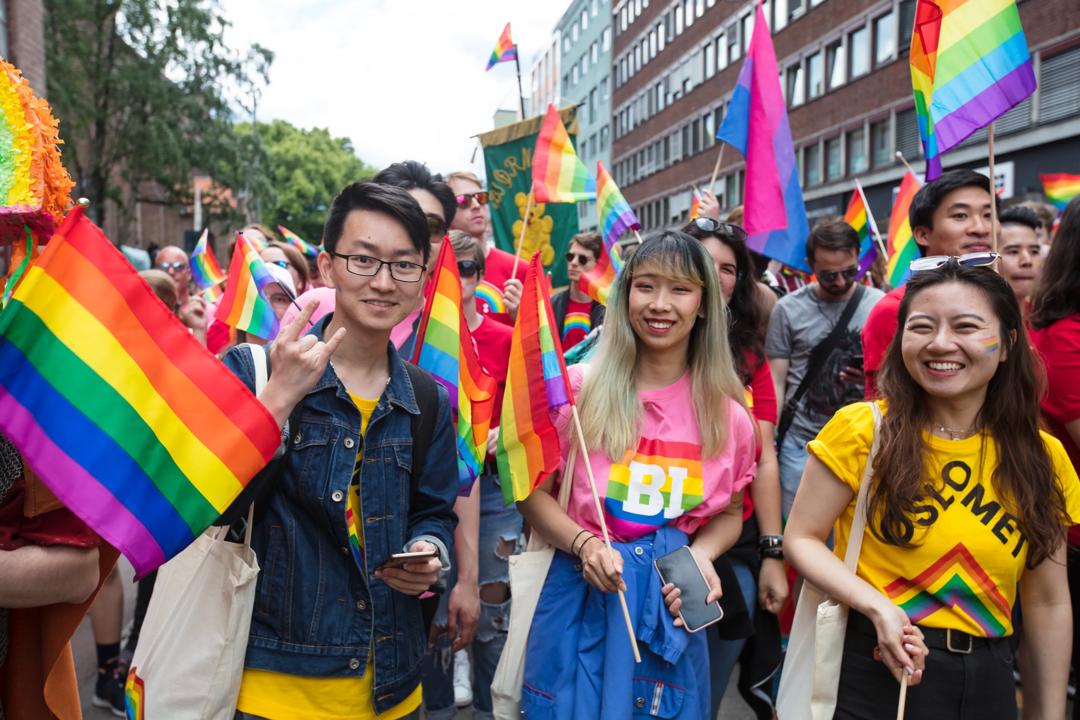Happy people participating in Oslo Pride parade