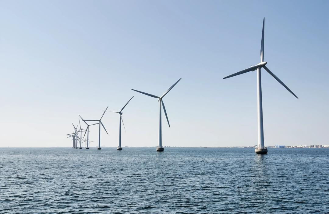 Images of windmills in ocean