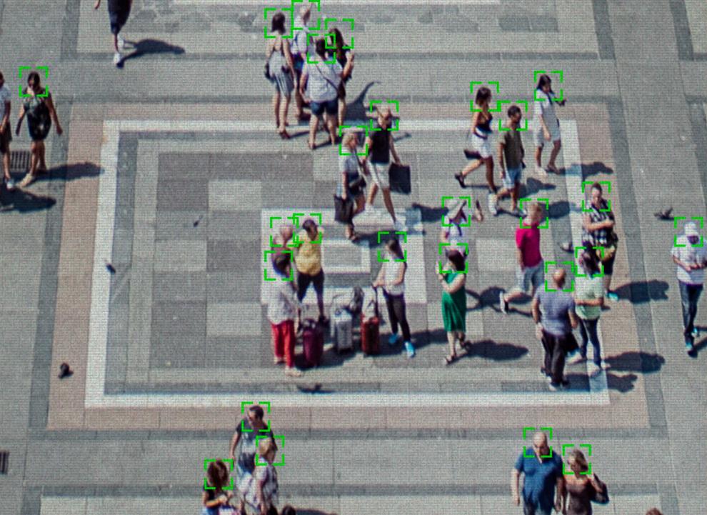 AI facial recognition in public square