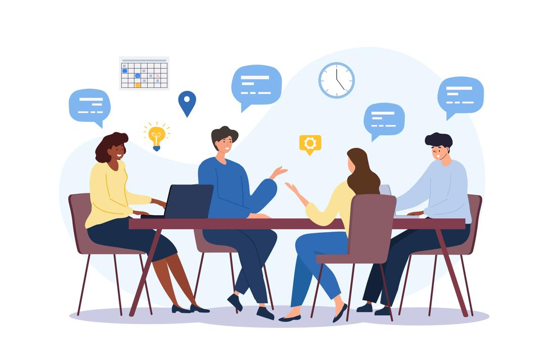 Illustration of a group communicating