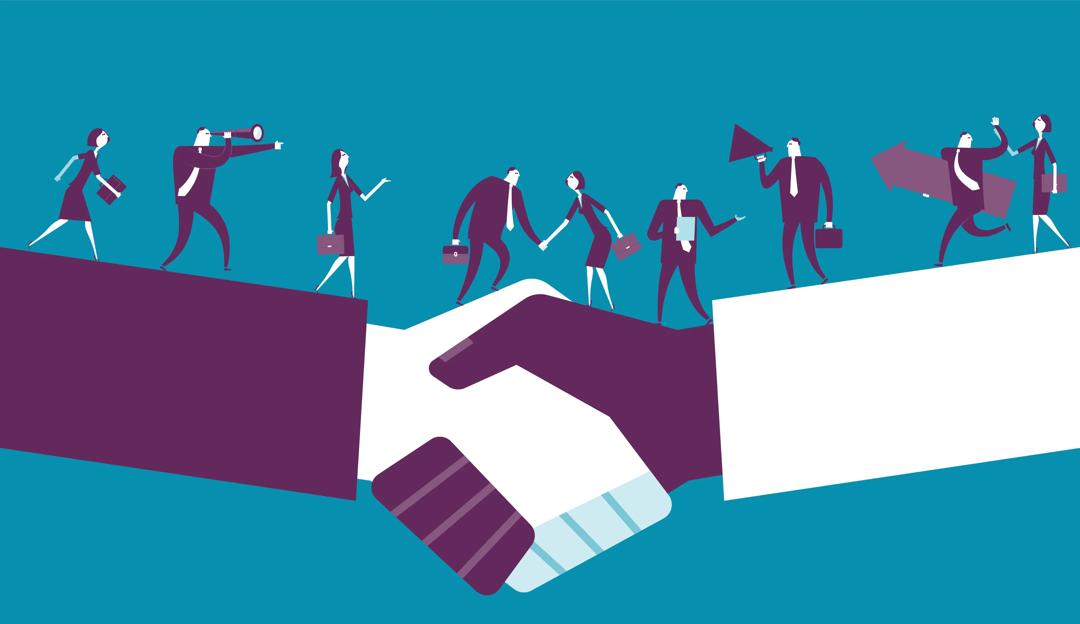 Illustration of a handshake between two people