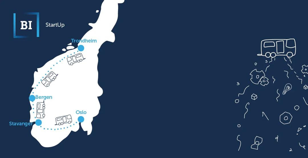 Image of the norwegian map with the largest cities