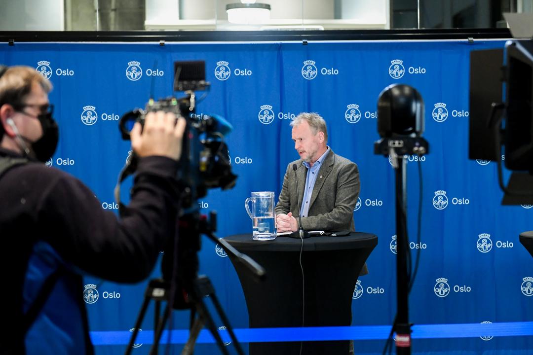 Pressekonferanse med byrådsleder Raymond Johansen. (Foto: Annika Byrde, NTB).