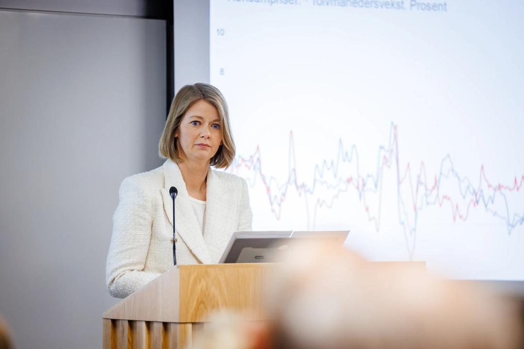 Sentralbanksjef Ida Wolden Bache ved et tidligere seminar på BI