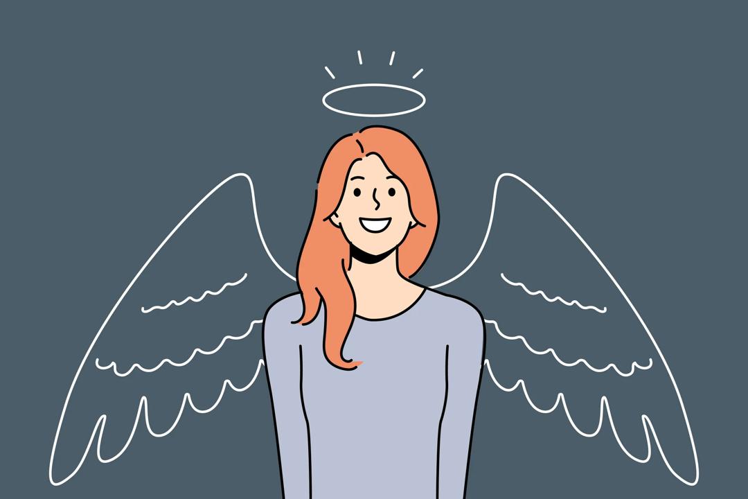 Illustration of smiling woman with halo