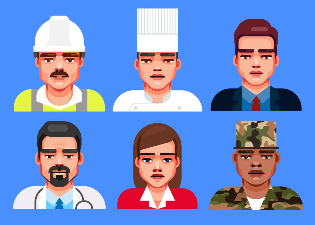 Digital avatars for different professions