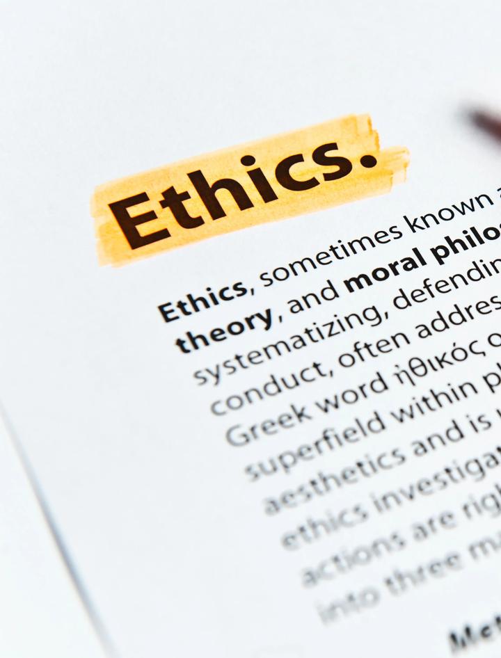 Et dokument hvor "Ethics" er understreket
