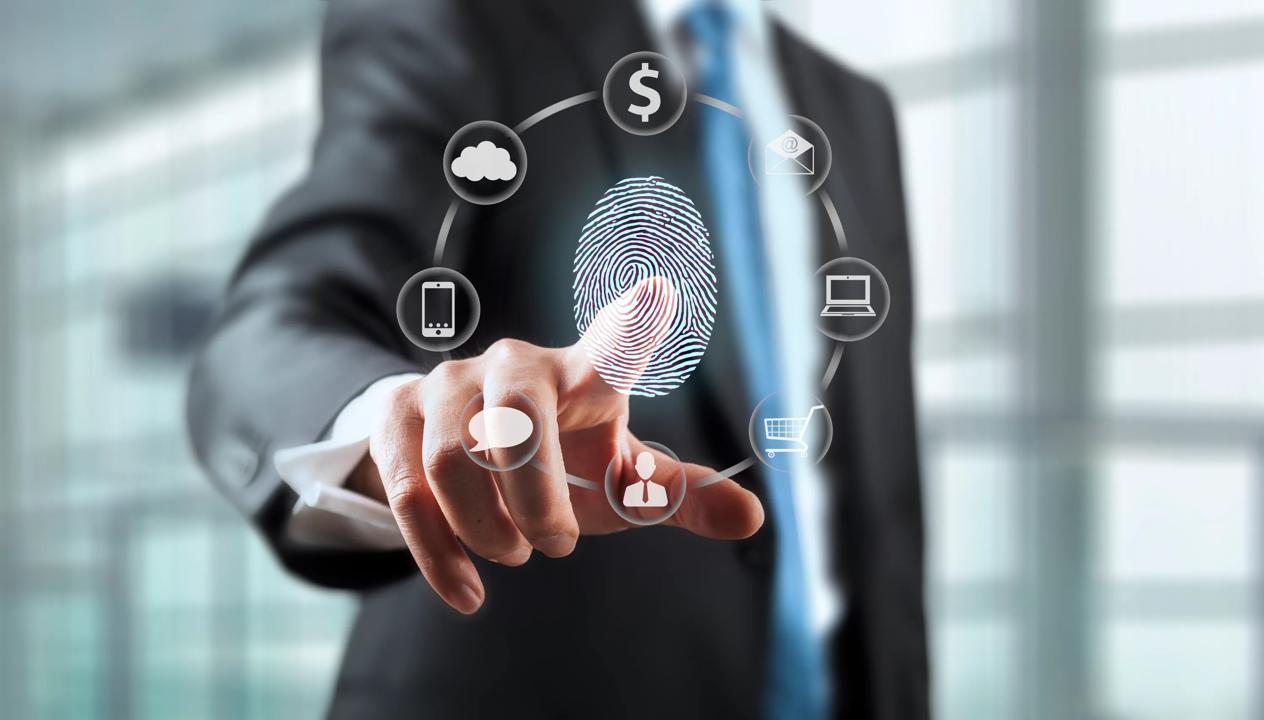 Illustrasjon av et digitalt fingeravtrykk med grafiske elementer