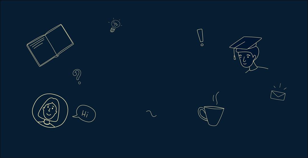 Blue background with illustrations