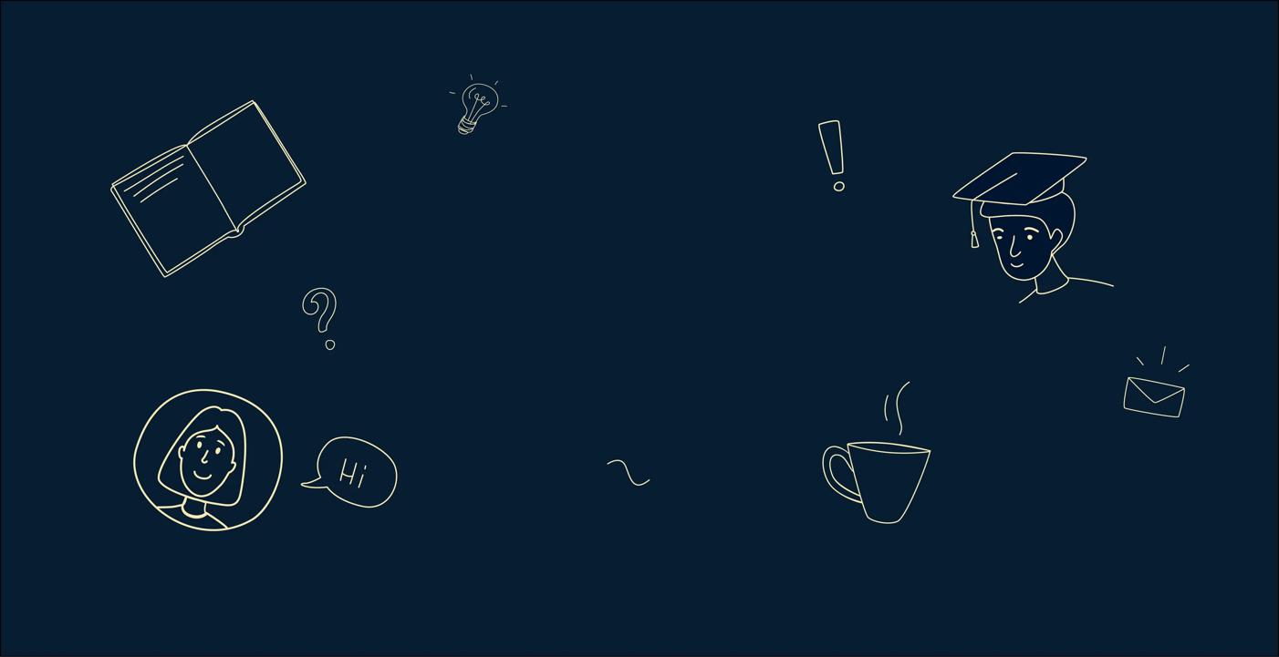 Blue background with illustrations