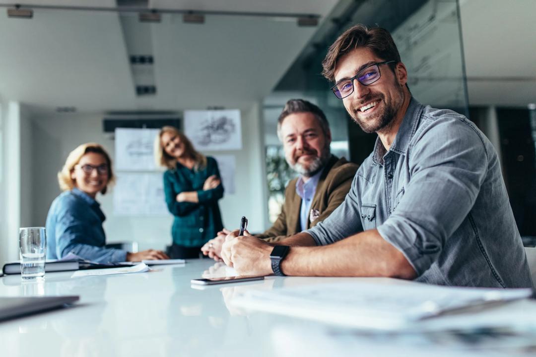 Smiling people in a business meeting