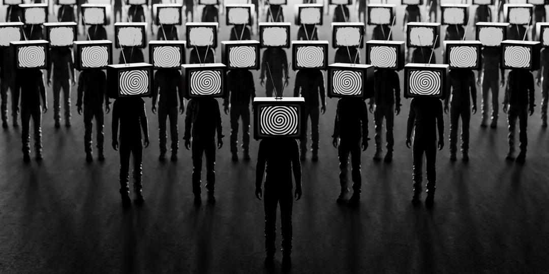 Illustrasjonsbilde: mennesker med TV som hode