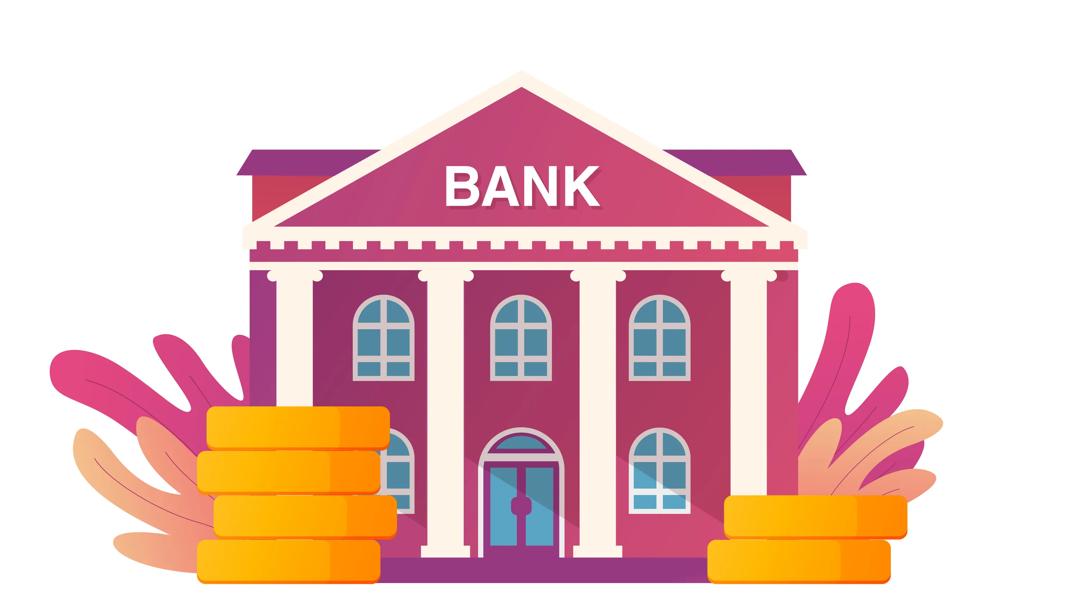 Illustration of bank and money