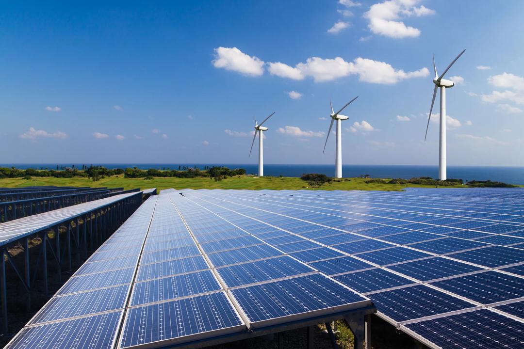 Wind mills and solar panels