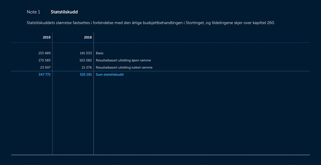 Skjermbilde av noter fra årsregnskapet 2019
