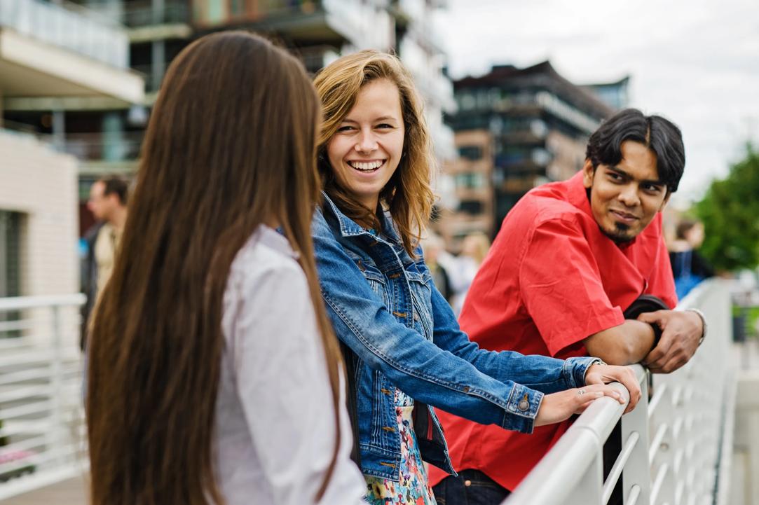 Students outside talking