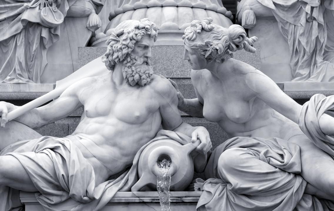 Two marble statues.