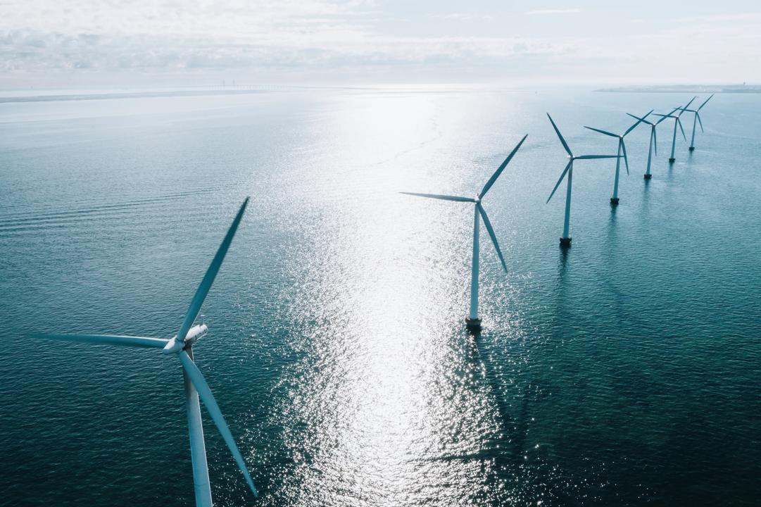 Images of windmills in ocean
