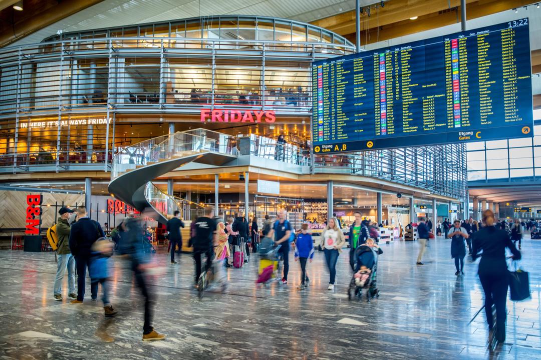 Mennesker i bevegelse på Gardermoen flyplass