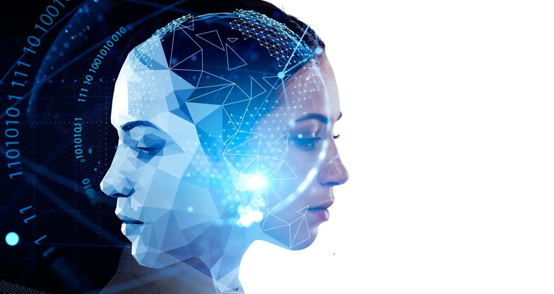 Illustration of human vs. artificial intelligence