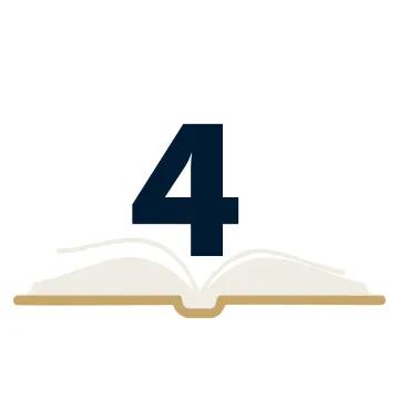Bilde med nummeret 4 og en bokillustrasjon