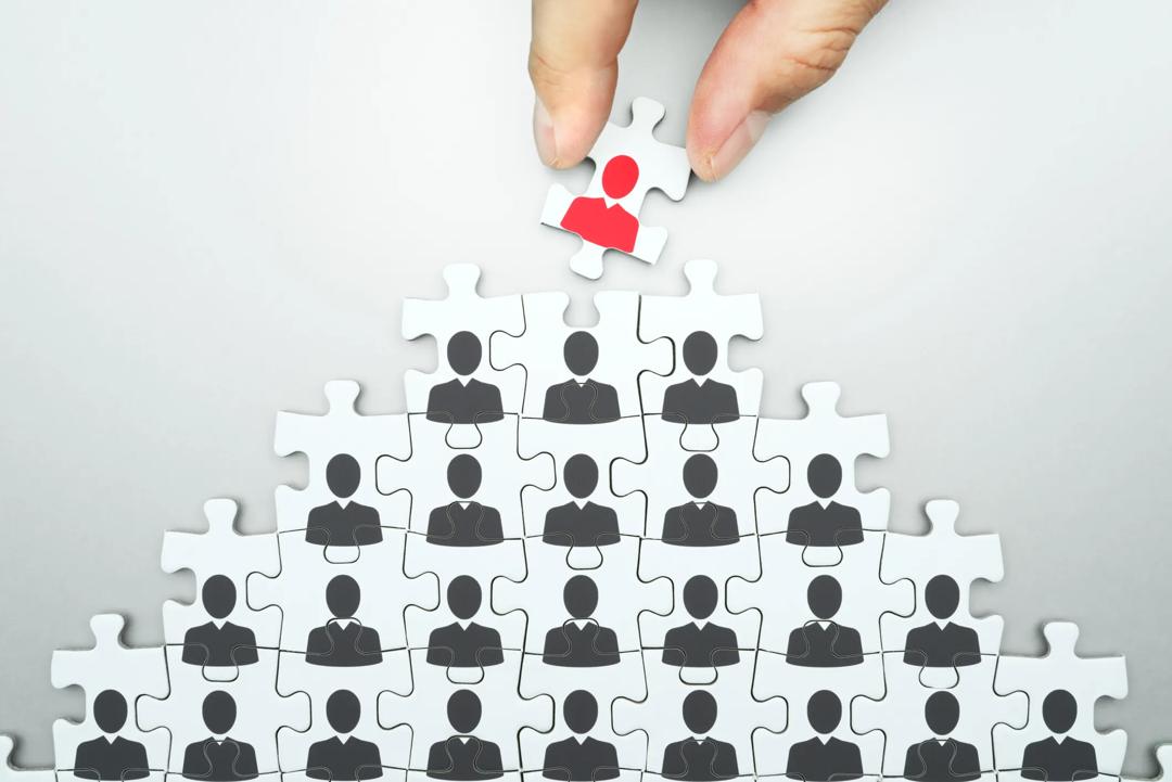 Hierarchy puzzle with leader on top